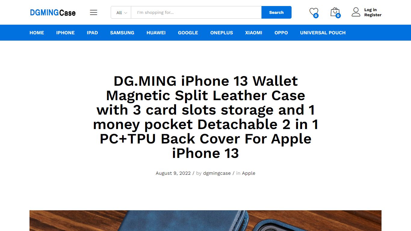 DG.MING iPhone 13 Wallet Magnetic Split Leather Case with 3 card slots